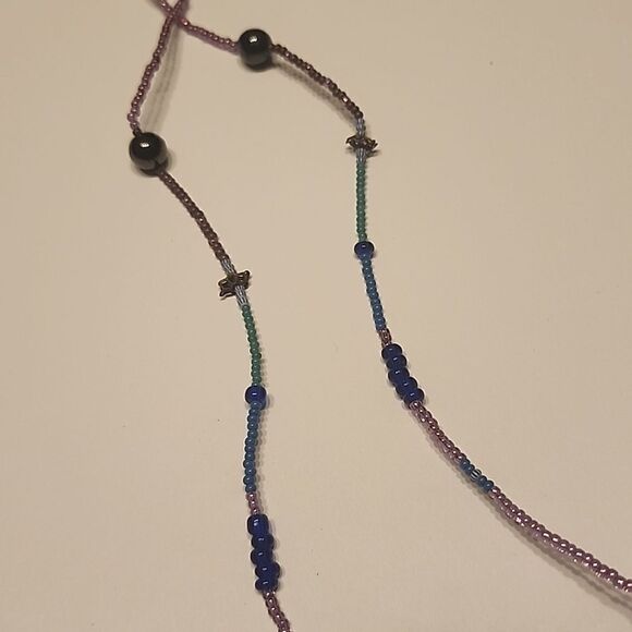 Sterling Silver Double Heart Pendant On Beaded Beach Theme Starfish Necklace - Picture 4 of 6